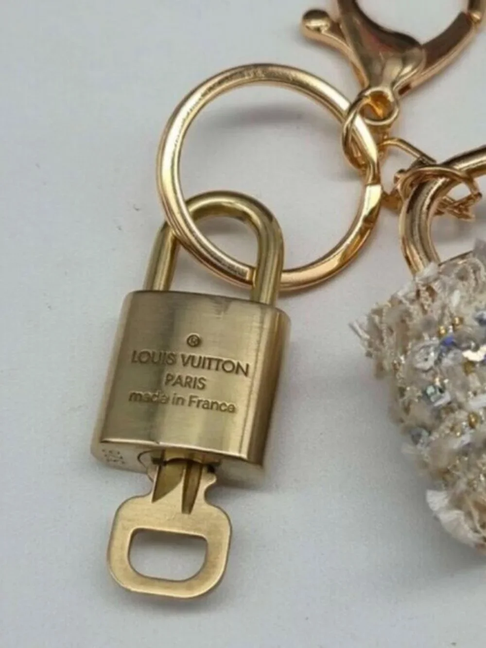 Authentic Louis Vuitton Padlock & Key Gold ✨Unbranded Bag Charm Keychain